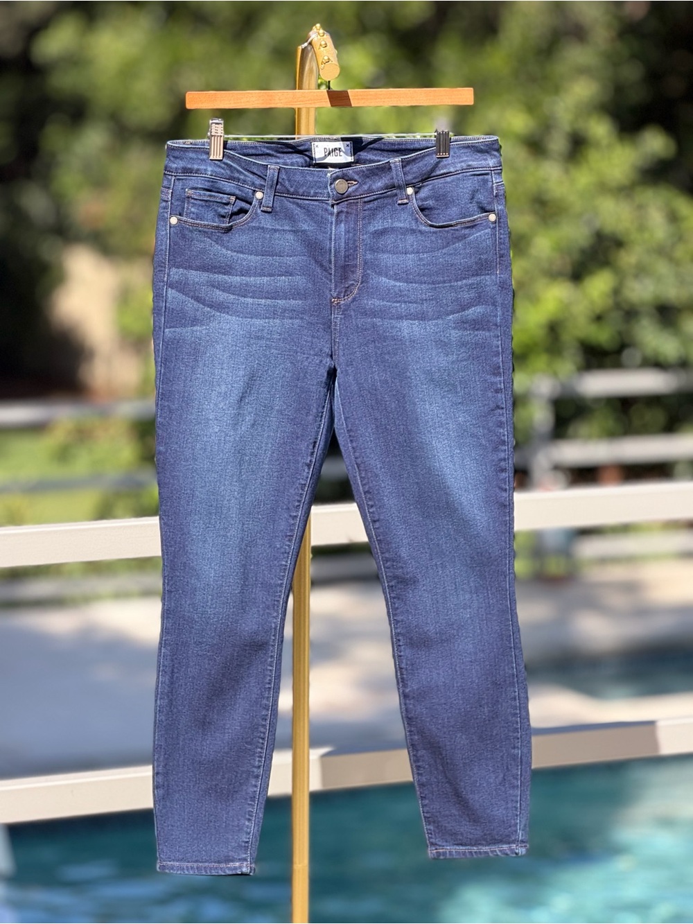 PAIGE Dark Blue High-Rise Skinny Jeans
